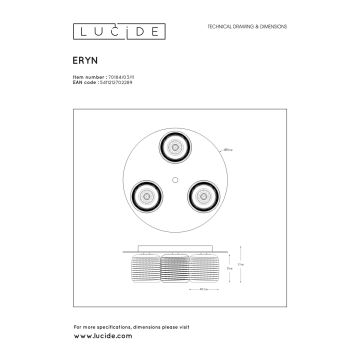 Lucide 70184/03/11 - Stropné svietidlo ERYN 3xG9/42W/230V