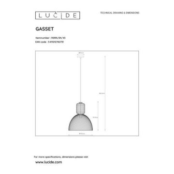 Lucide 78395/01/43 - Luster na lanku GASSET 1xE27/60W/230V hnedá