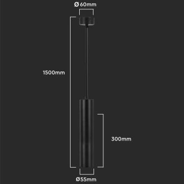 Luster na lanku 1xGU10/35W/230V 30 cm čierna