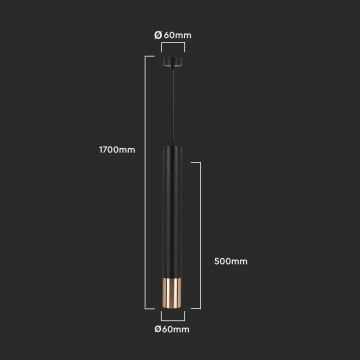 Luster na lanku 1xGU10/35W/230V 50 cm čierna/zlatá