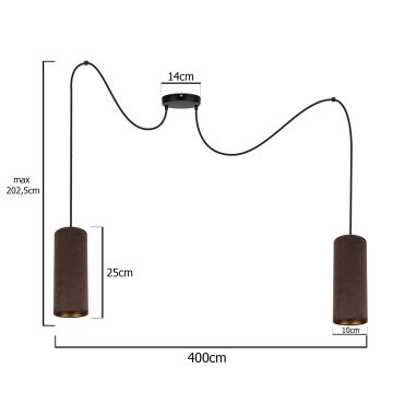 Luster na lanku AVALO 2xE27/60W/230V pavúk hnedá/medená