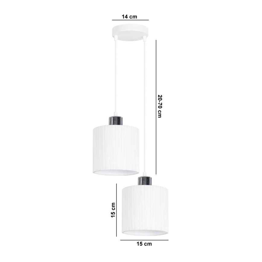 Luster na lanku BIZO 2xE27/60W/230V biela/šedá