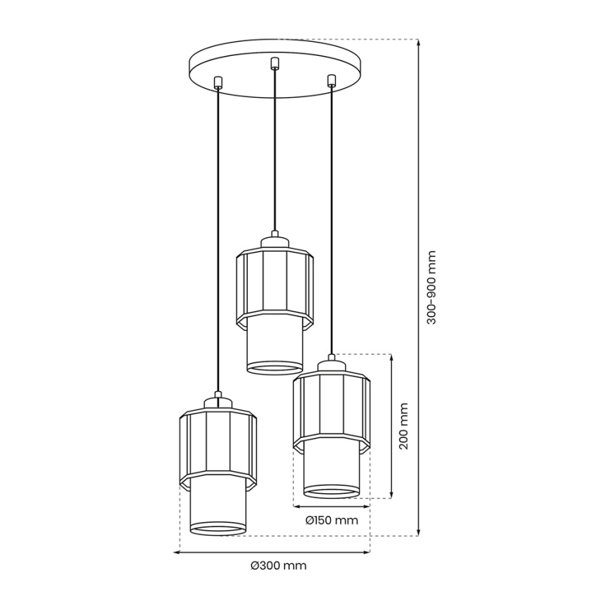 Luster na lanku BLANCO 3xE27/60W/230V biela