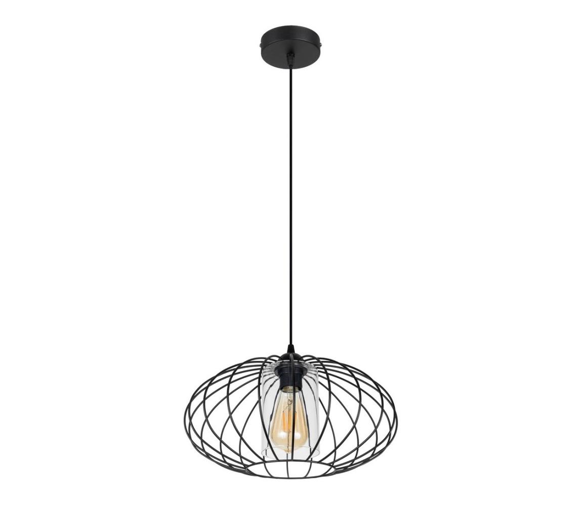 HEXE Luster na lanku CORRINI 1xE27/60W/230V pr. 34 cm čierna/číra 