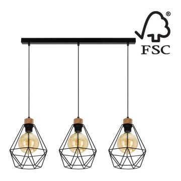 Luster na lanku DIAMENT 3xE27/60W/230V dub – FSC certifikované