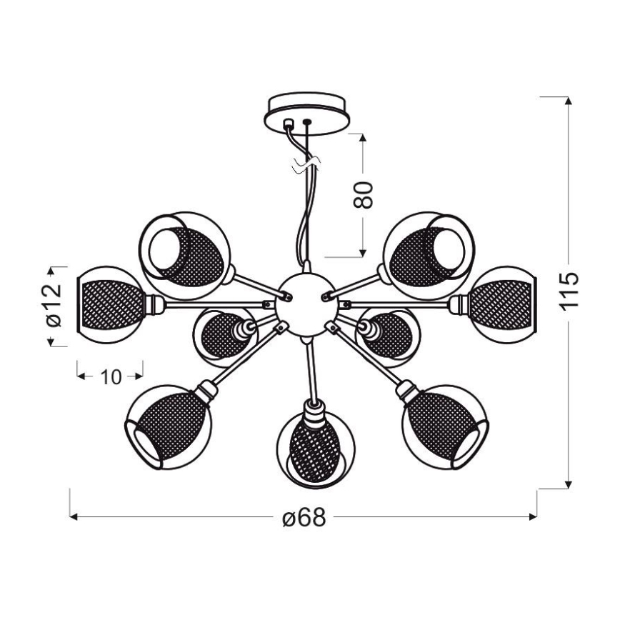 Luster na lanku DIXI 9xE14/40W/230V