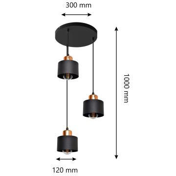 Luster na lanku EDISON 3xE27/60W/230V