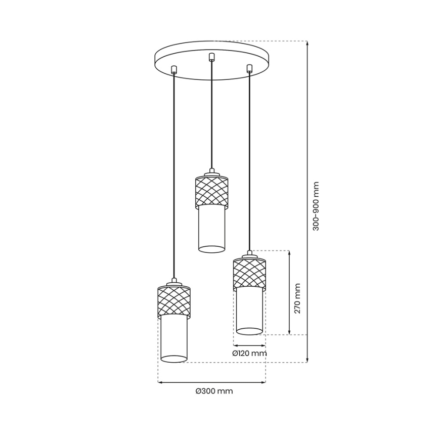 Luster na lanku GLAM 3xE27/60W/230V