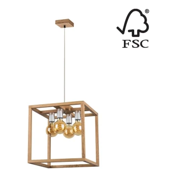 Luster na lanku KAGO 4xE27/60W/230V dub – FSC certifikované