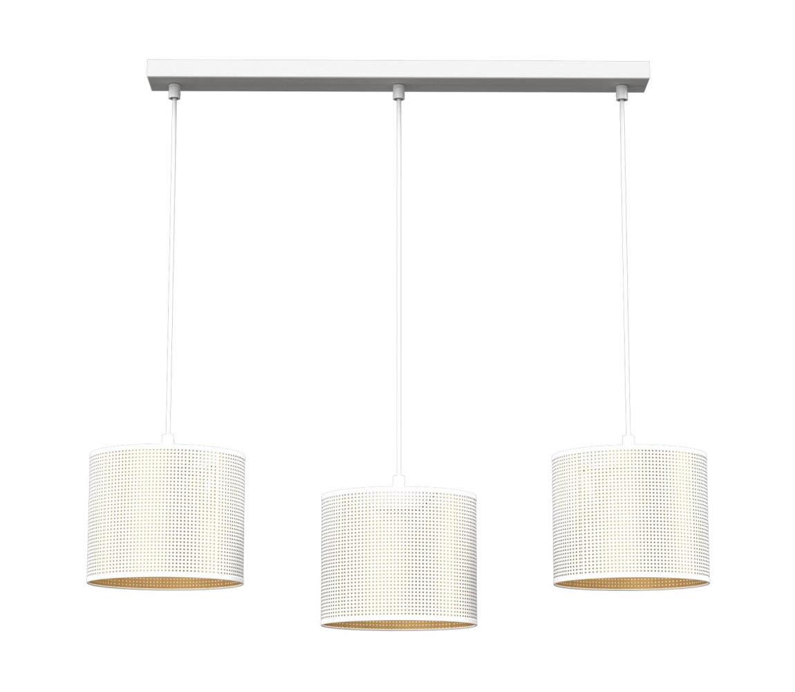  Luster na lanku LOFT SHADE 3xE27/60W/230V biela/zlatá 