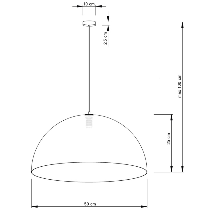 Luster na lanku SFERA 1xE27/60W/230V pr. 50 cm biela/medená