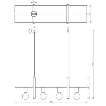 Luster na lanku SHELF 4xE27/60W/230V