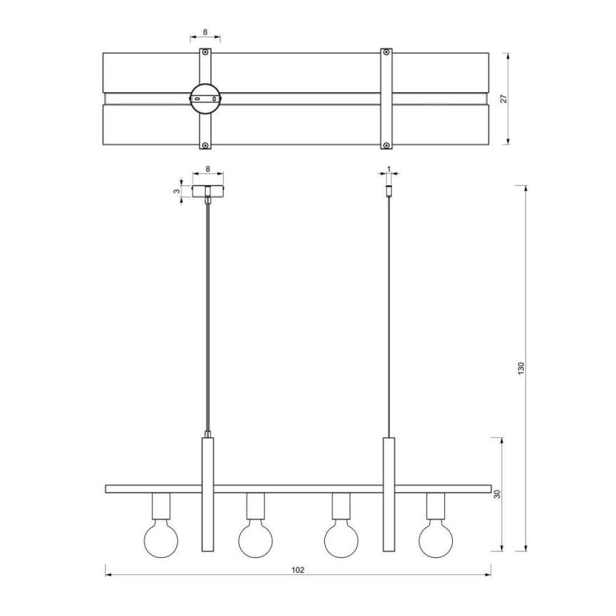 Luster na lanku SHELF 4xE27/60W/230V