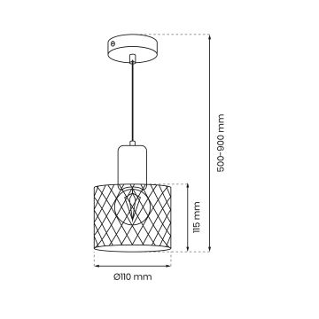 Luster na lanku SOBRESA 1xE27/60W/230V čierna/drevo