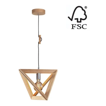 Luster na lanku TRIGONON 1xE27/60W/230V matný dub – FSC certifikované