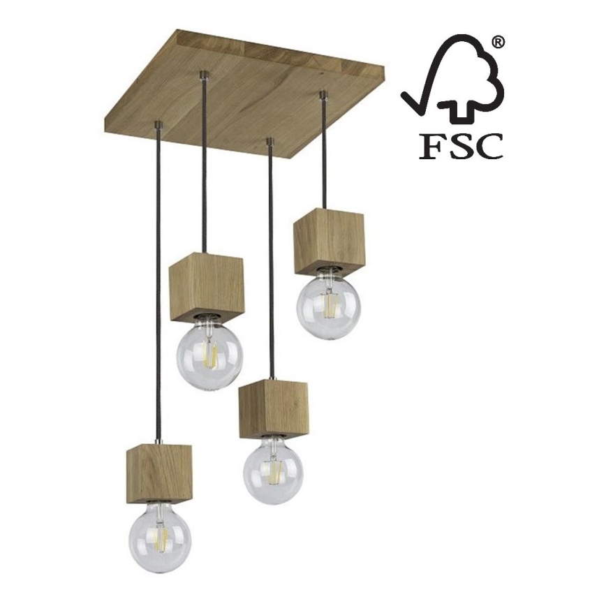 Luster na lanku TRONGO 4xE27/60W/230V dub – FSC certifikované