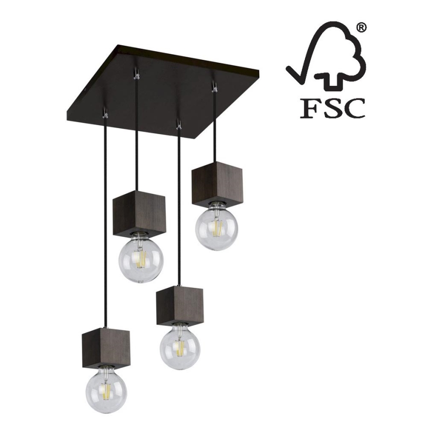 Luster na lanku TRONGO ROUND 4xE27/60W/230V buk – FSC certifikované