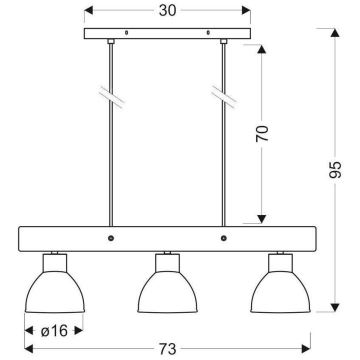 Luster na lanku VARIO 3xE27/60W/230V breza