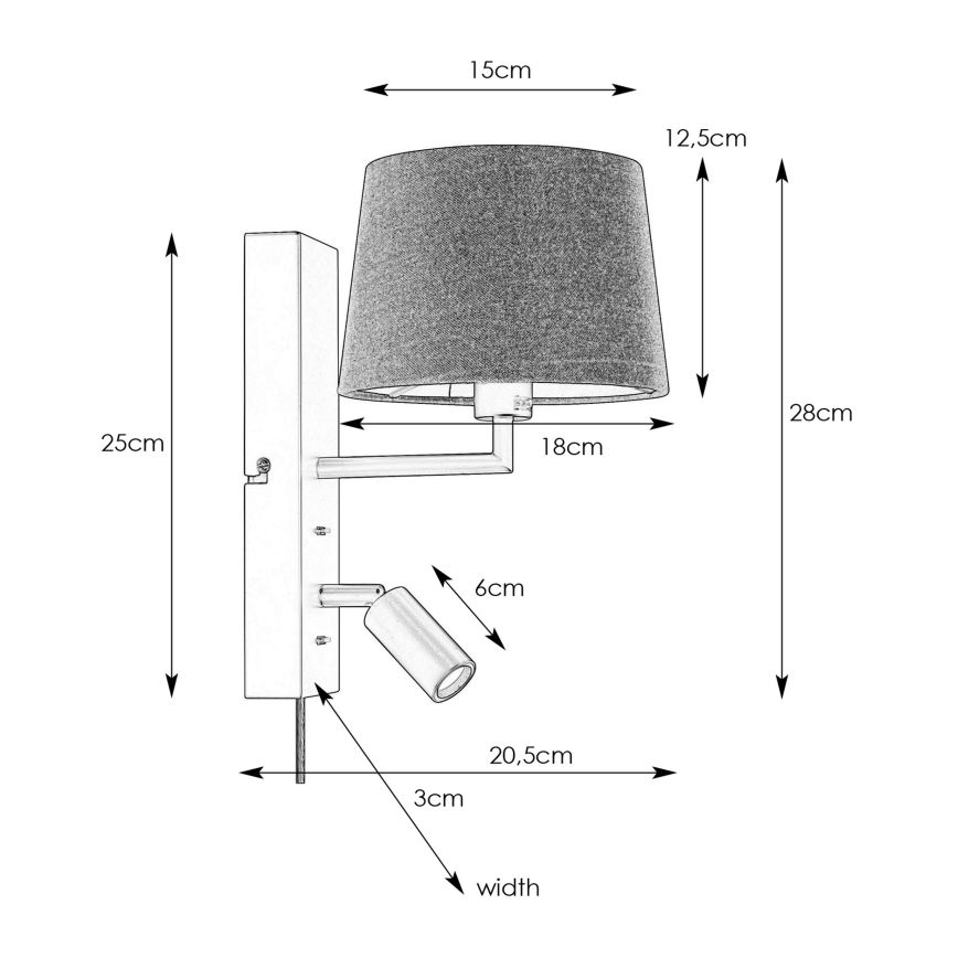 Markslöjd 108595 - LED Nástenná lampa s USB COMO 1xE14/40W/230V + LED/3W čierna