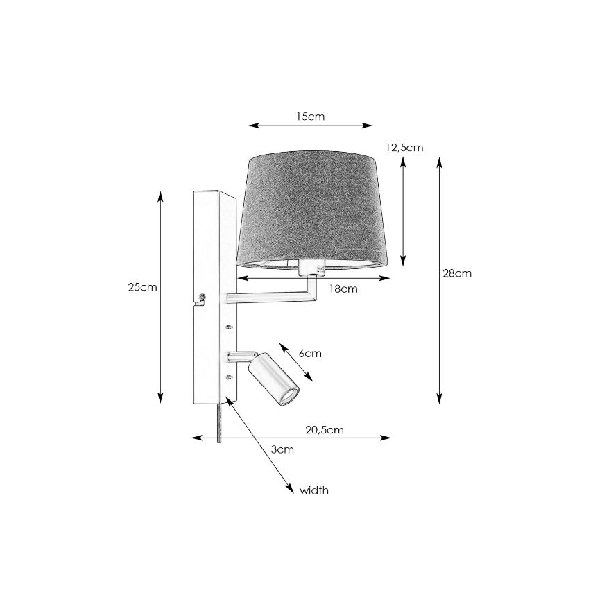 Markslöjd 108596 - LED Nástenná lampa s USB COMO 1xE14/40W/230V + LED/3W biela/chróm