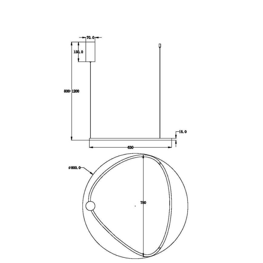 Maytoni MOD072PL-L36B3K1 - LED Luster na lanku GLINT LED/36W/230V čierna pr. 80 cm