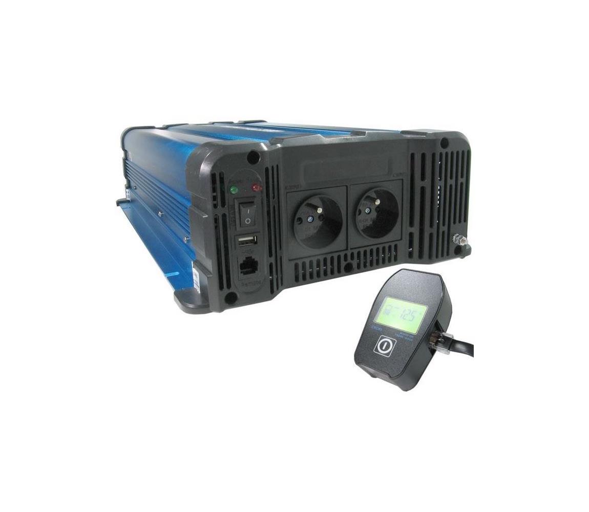  Menič napätia 4000W/12V/230V + káblové diaľkové ovládanie 