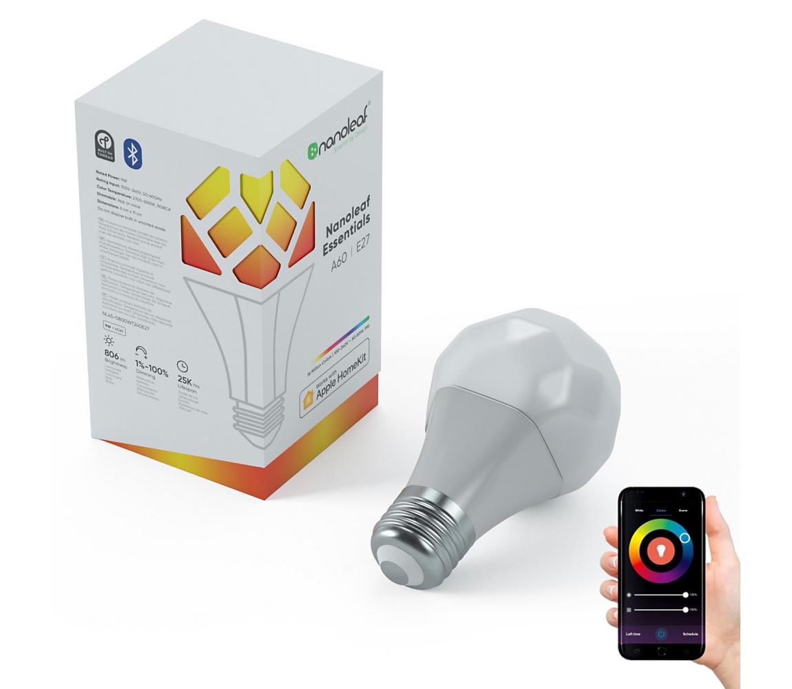 Nanoleaf Nanoleaf NF080B02-1A19E - LED RGBW Stm. žiarovka E27/8,5W/230V 2700-6500K Wi-Fi 