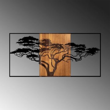 Nástenná dekorácia 147x70 cm strom drevo/kov