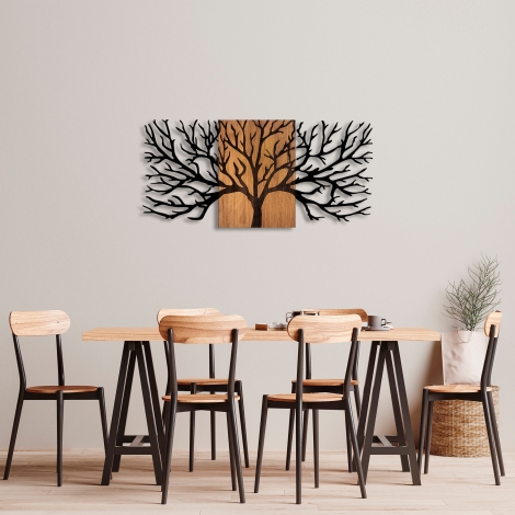 Nástenná dekorácia 150x70 cm strom drevo/kov