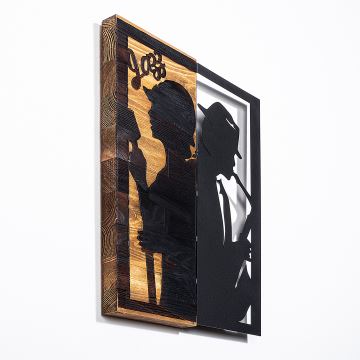Nástenná dekorácia 32x50 cm jazz drevo/kov