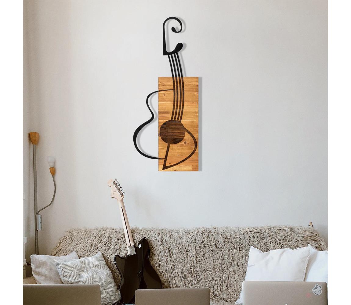  Nástenná dekorácia 39x93 cm gitara drevo/kov 