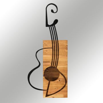 Nástenná dekorácia 39x93 cm gitara drevo/kov