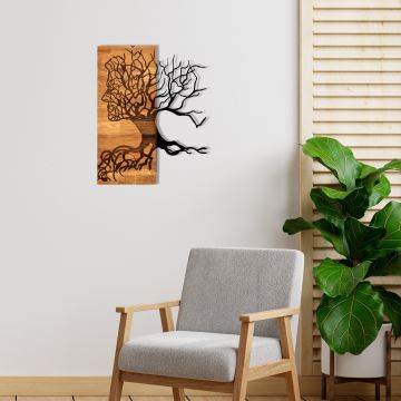 Nástenná dekorácia 45x58 cm strom života drevo/kov