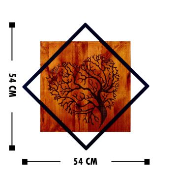 Nástenná dekorácia 54x54 cm strom drevo/kov