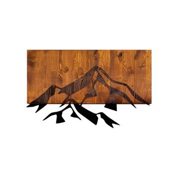 Nástenná dekorácia 58x36 cm hory drevo/kov