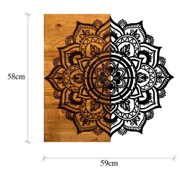 Nástenná dekorácia 59x58 cm mandala drevo/kov