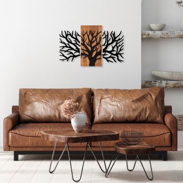 Nástenná dekorácia 96x58 cm strom drevo/kov