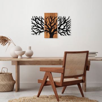 Nástenná dekorácia 96x58 cm strom drevo/kov