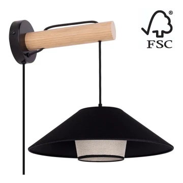 Nástenná lampa AMIGO 1xE27/25W/230V dub – FSC certifikované