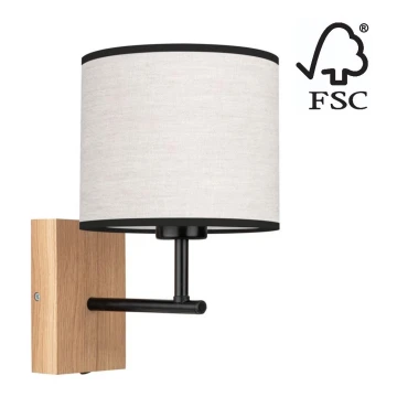 Nástenná lampa BOHO 1xE27/25W/230V dub – FSC certifikované