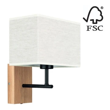 Nástenná lampa BOHO 1xE27/25W/230V dub – FSC certifikované