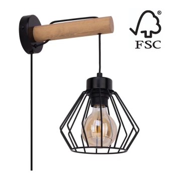 Nástenná lampa MUG 1xE27/15W/230V borovica – FSC certifikované