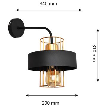 Nástenná lampa VOLTA 1xE27/60W/230V 34 cm čierna/zlatá