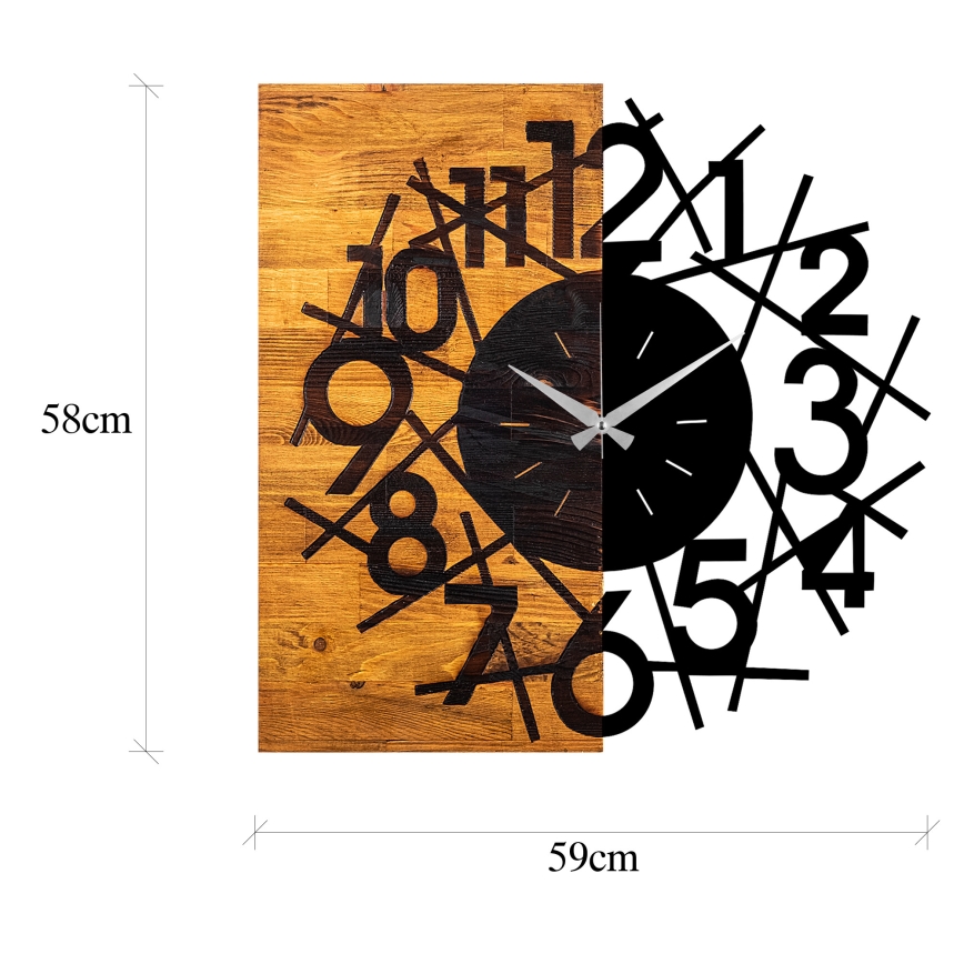 Nástenné hodiny 59x58 cm 1xAA drevo/kov