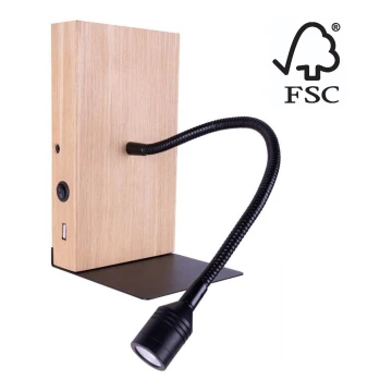 Nástenné svietidlo LECTOR LED/2,5W/230V USB dub – FSC certifikované