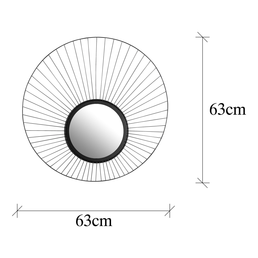 Nástenné zrkadlo PAPATYA pr. 63 cm čierna