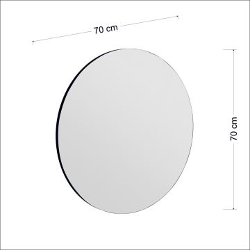 Nástenné zrkadlo ZEOS pr. 70 cm čierna