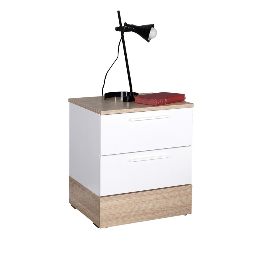 Nočný stolík 52x45 cm hnedá/biela