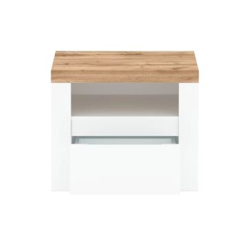 Nočný stolík DAMINO 50,5x60 cm biela/dub wotan