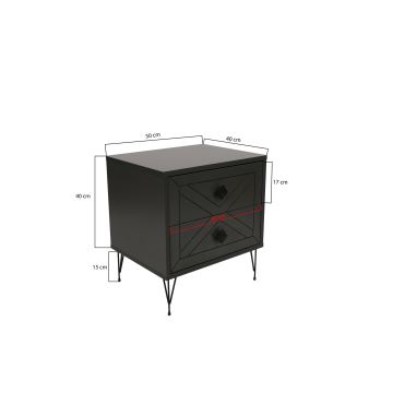 Nočný stolík LUNA 55x50 cm antracit/čierna